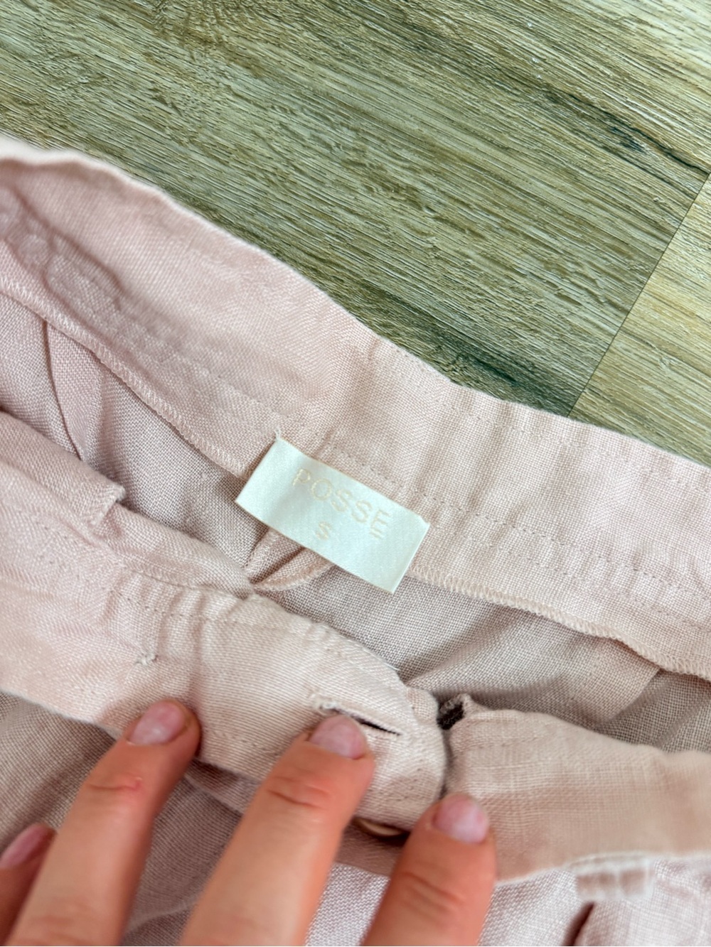 POSSE 100% Linen Pink Pleated High Rise Shorts S Resort Coastal Luxury - Picture 5 of 9
